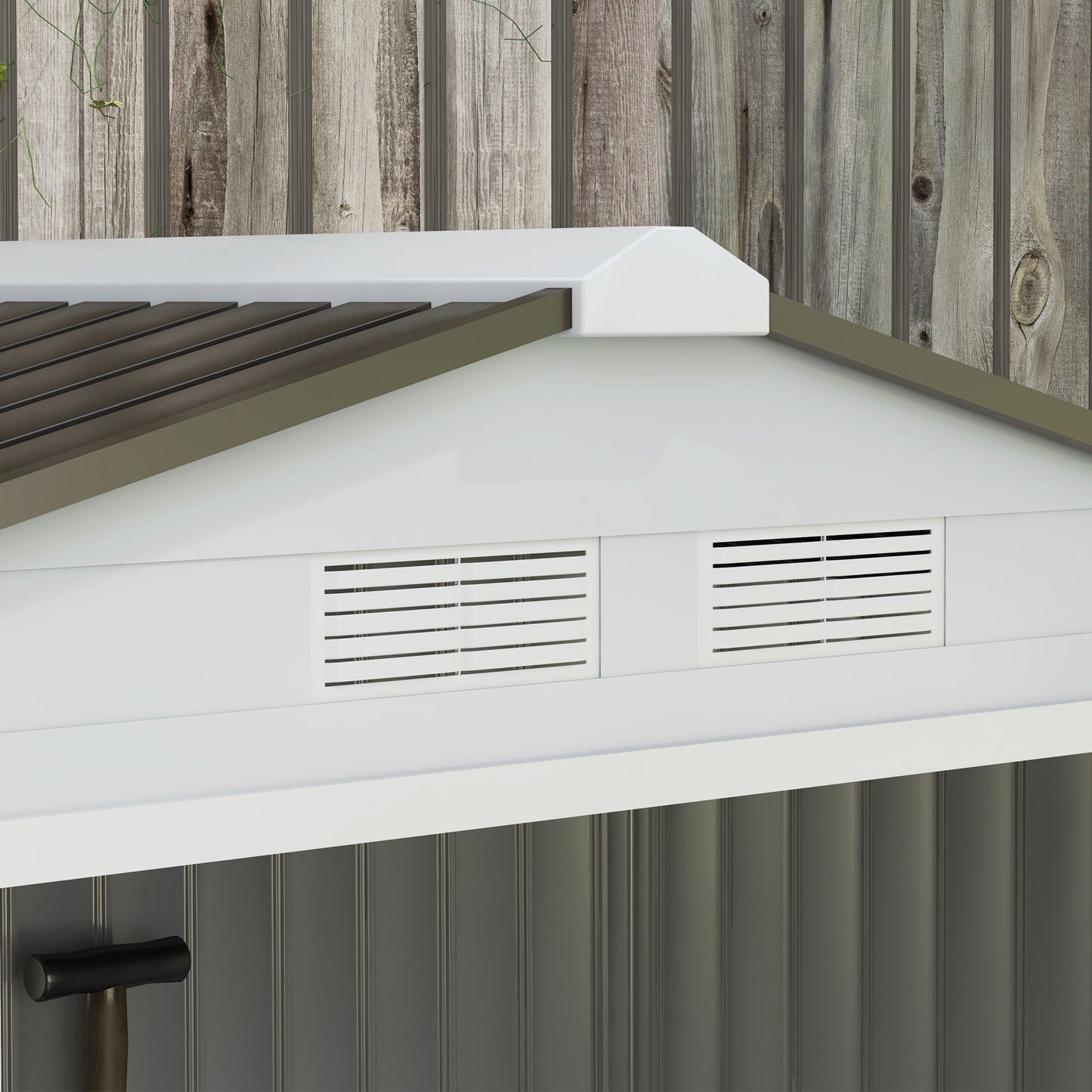 Outsunny EverBase 7' x 4' Outdoor Storage Shed with Foundation Kit, Double Lockable Door & Air Vents, White - 845-030WT