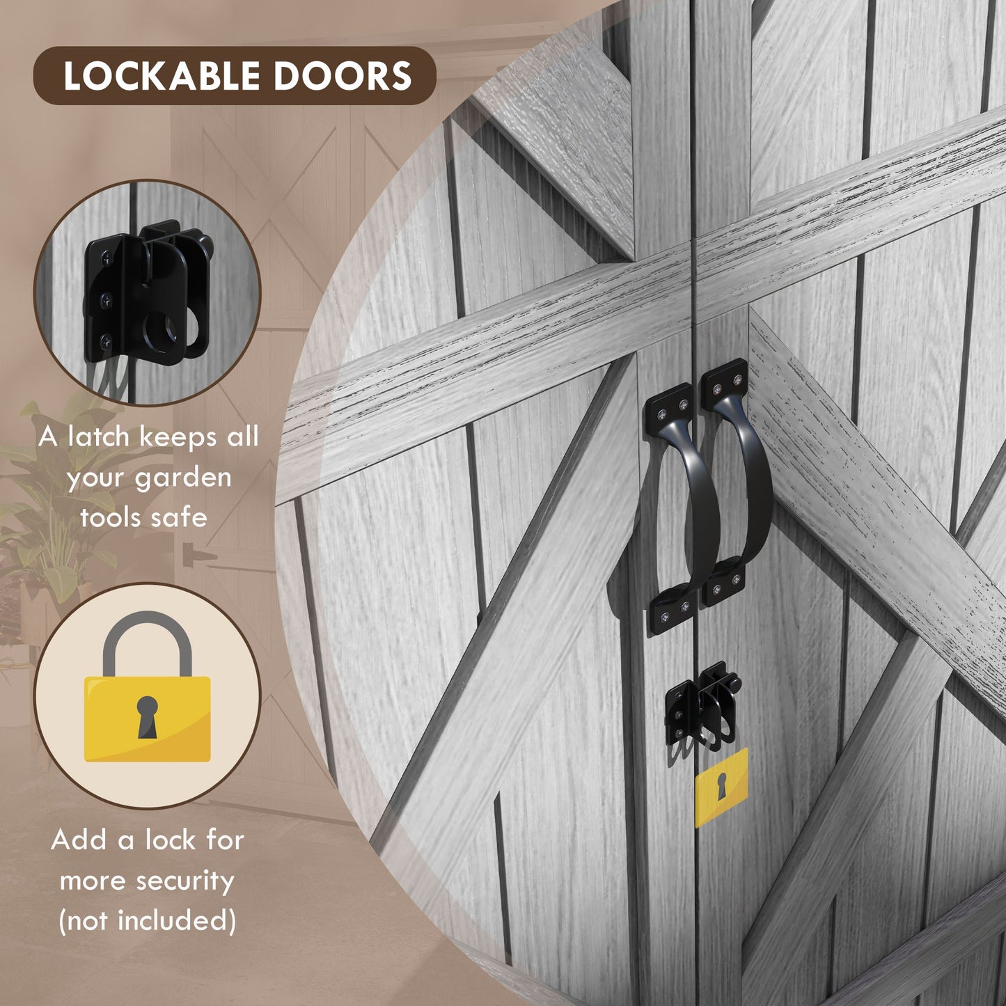 Outsunny Vertical Wood Storage Cabinet with Waterproof Asphalt Roof & Lockable Doors, Gray - 84H-078V00GY