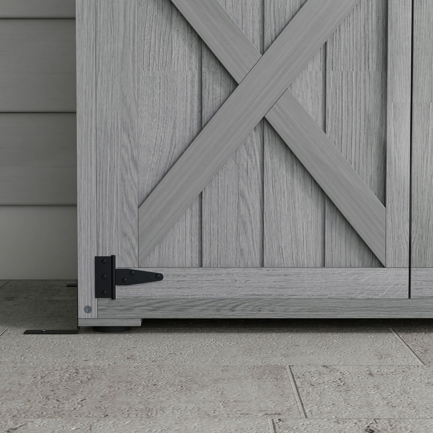 Outsunny Vertical Wood Storage Cabinet with Waterproof Asphalt Roof & Lockable Doors, Gray - 84H-078V00GY