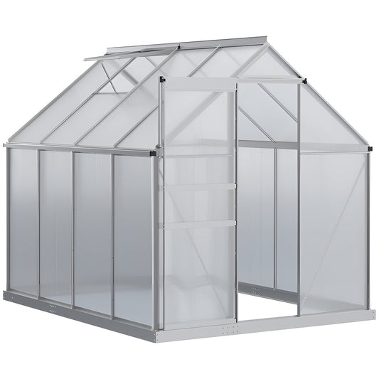 Outsunny 8' x 6' Aluminum Outdoor Greenhouse, Polycarbonate Walk-in Garden Greenhouse - 845-540V01SR