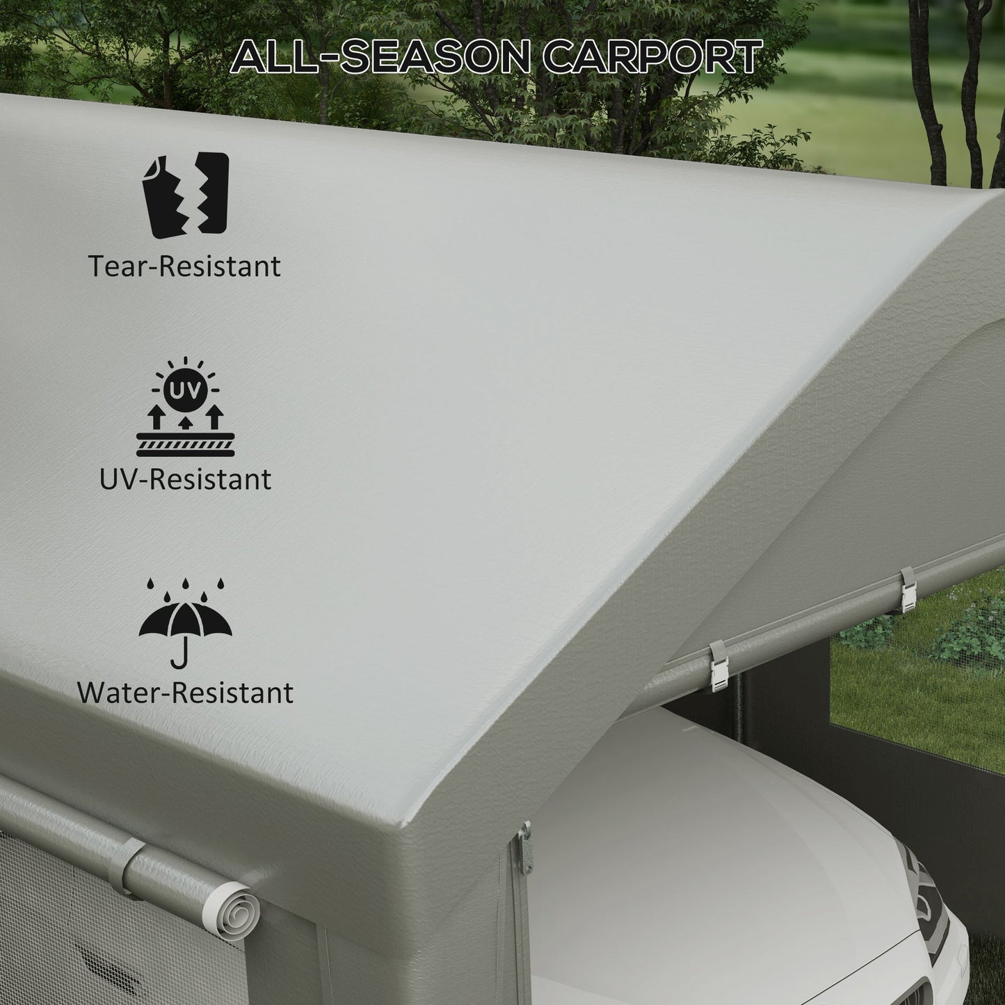 Outsunny 10' x 20' Heavy Duty Portable Garage with 4 Mesh Windows & 2 Doors, Gray - 84C-523V00GY