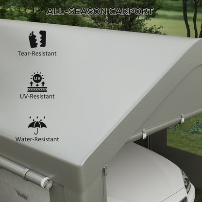 Outsunny 10' x 20' Heavy Duty Portable Garage with 4 Mesh Windows & 2 Doors, Gray - 84C-523V00GY