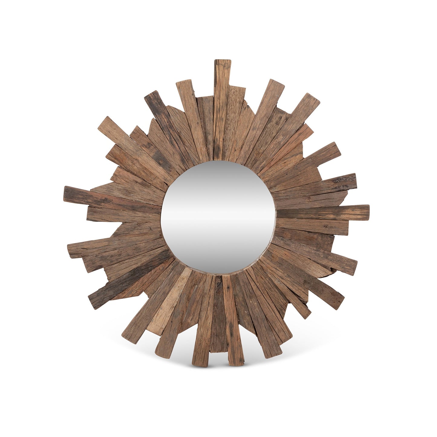 Park Hill Collection Railway Wood Starburst Mirror - Sustainable Reclaimed Design with Organic Charm for Modern Decor - EWI26011