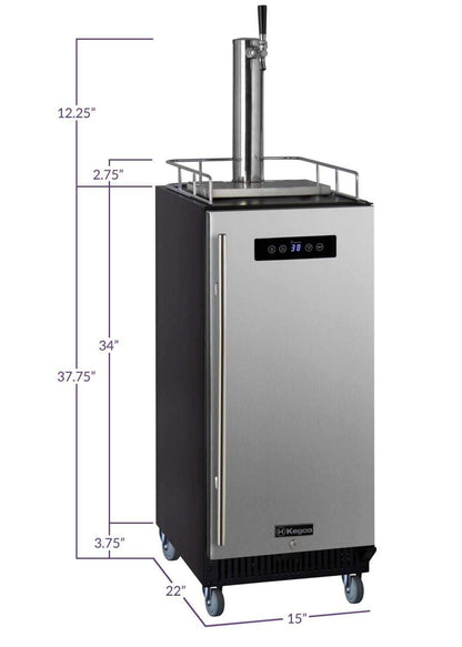 Kegco 15" Wide Homebrew Tap Stainless Steel Commercial Kegerator - HBK15BSRNK
