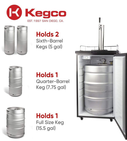 Kegco 20" Wide Cold Brew Coffee Single Tap Black Kegerartor - ICK19B-1NK