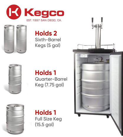 Kegco 20" Wide Cold Brew Coffee Single Tap Stainless Steel Single Tap Kegerator - ICK19S-1NK