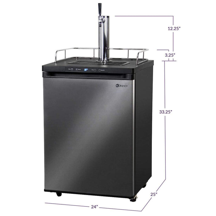 24" Wide Homebrew Single Tap Black Stainless Steel Digital Kegerator - HBK309X-1NK