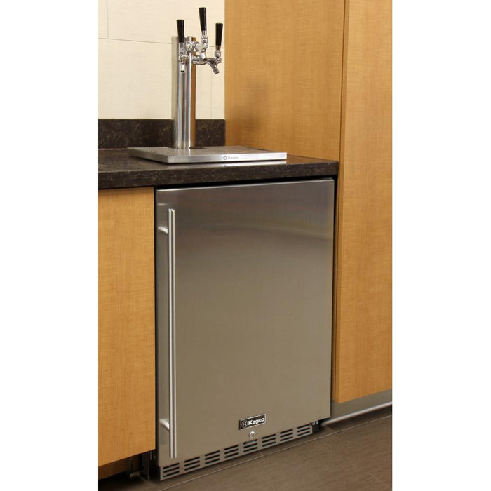 24" Wide Kombucha Tap Black Commercial Built-In Right Hinge Kegerator - KOMHK38BSU-1