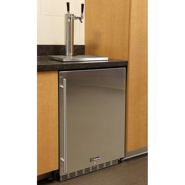 24" Wide Kombucha Tap Black Commercial Built-In Right Hinge Kegerator - KOMHK38BSU-1