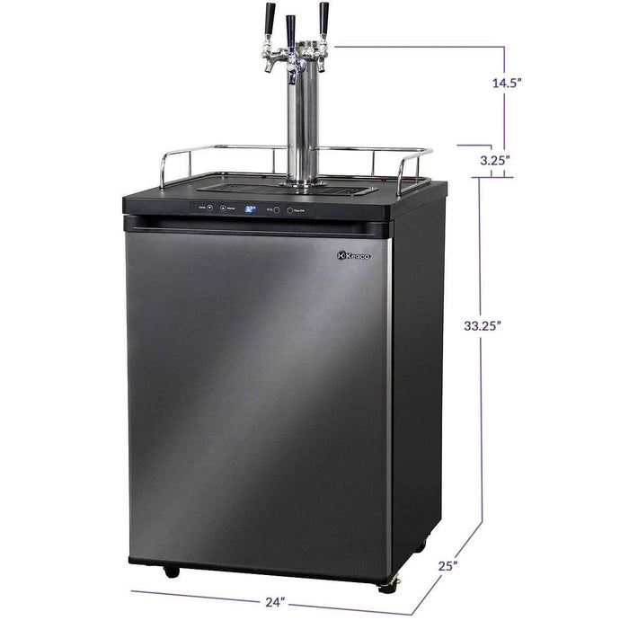 24" Wide Kombucha Tap Black Stainless Steel Kegerator - KOM30X-1NK