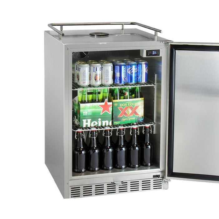 24" Wide Tap All Stainless Steel Outdoor Built-In Right Hinge Kegerator with Kit - HK38SSU-1