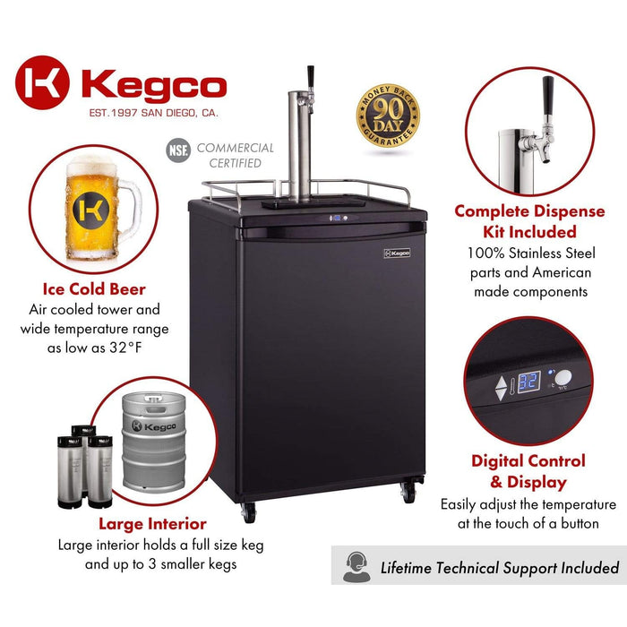 Wide Black Commercial/Residential Kegerator - Z163B-1NK