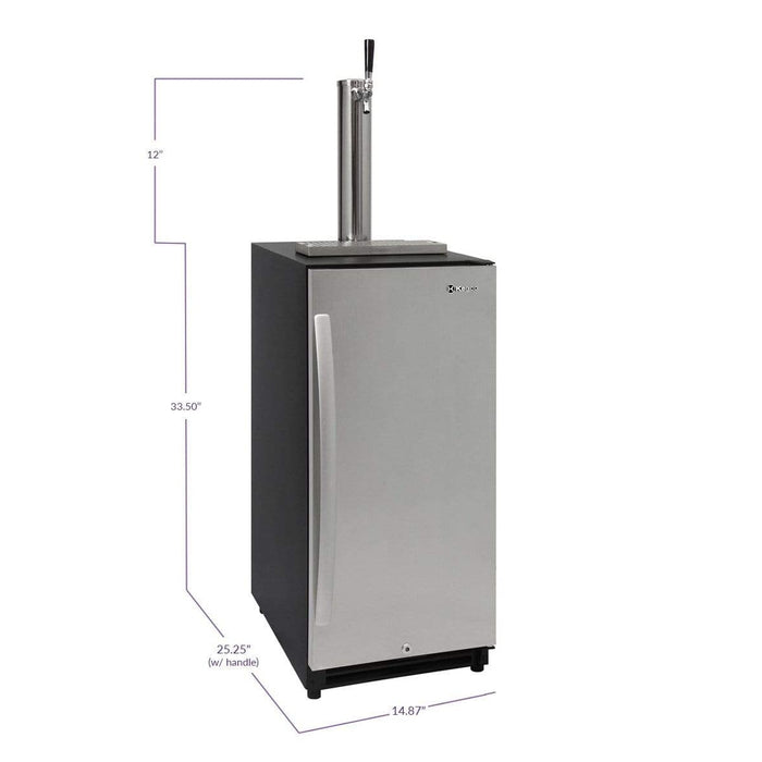 Wide Single Tap Stainless Steel Built-In Right Hinge Kegerator - VSK-15SR20