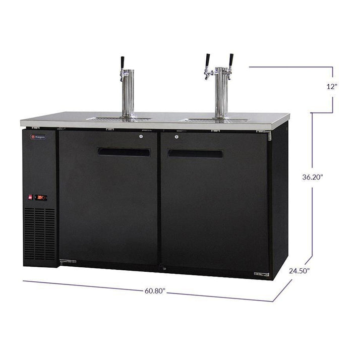 Kegco - 61" Wide Triple Tap Black Commercial Kegerator - XCK-2460B