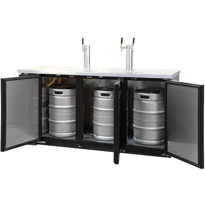 Kegco - 72" Wide Triple Tap Black Commercial Kegerator - XCK-2472B