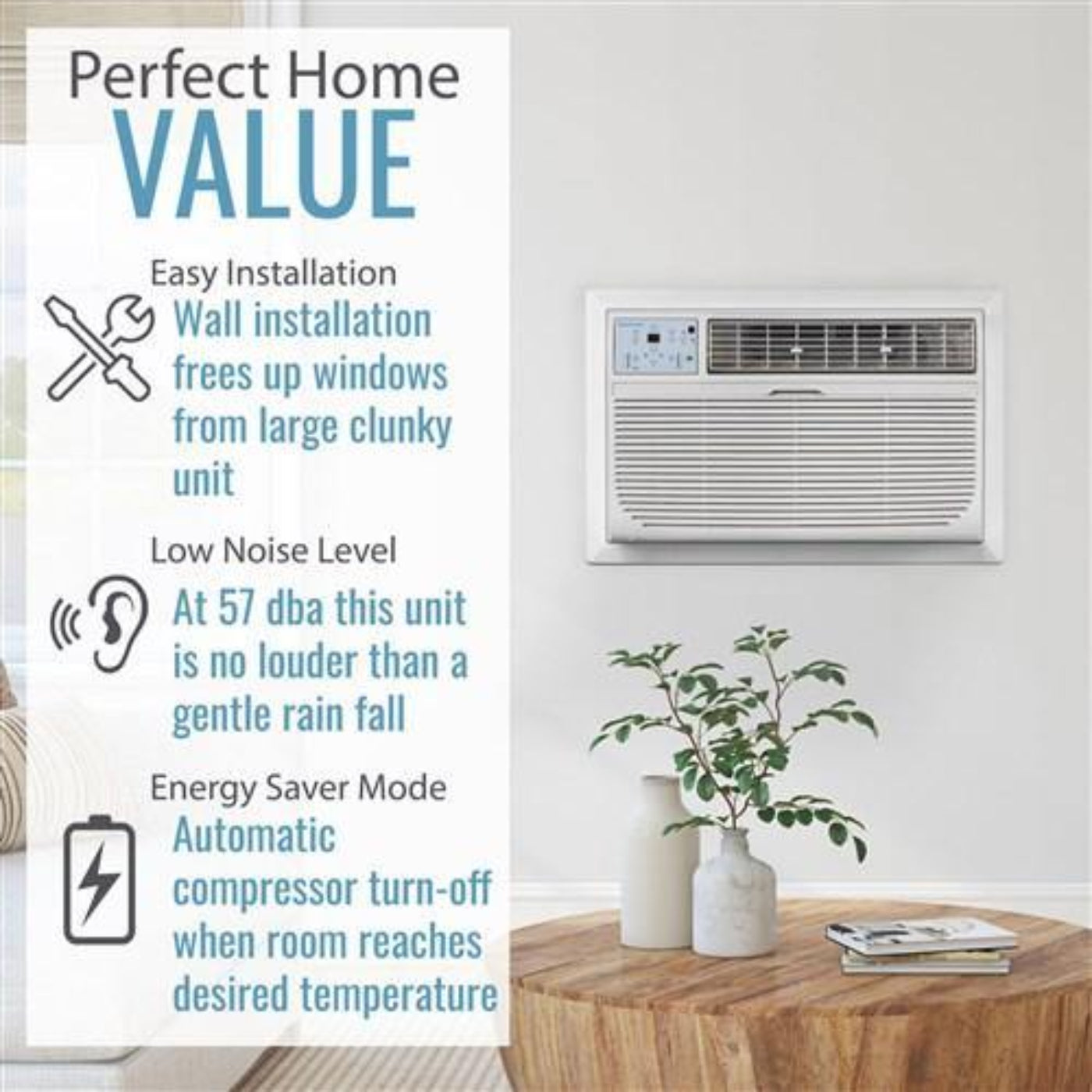 Keystone - 8,000 - 14,000 BTU Through the Wall Heat/Cool Air Conditioner - KSTAT08-1HC
