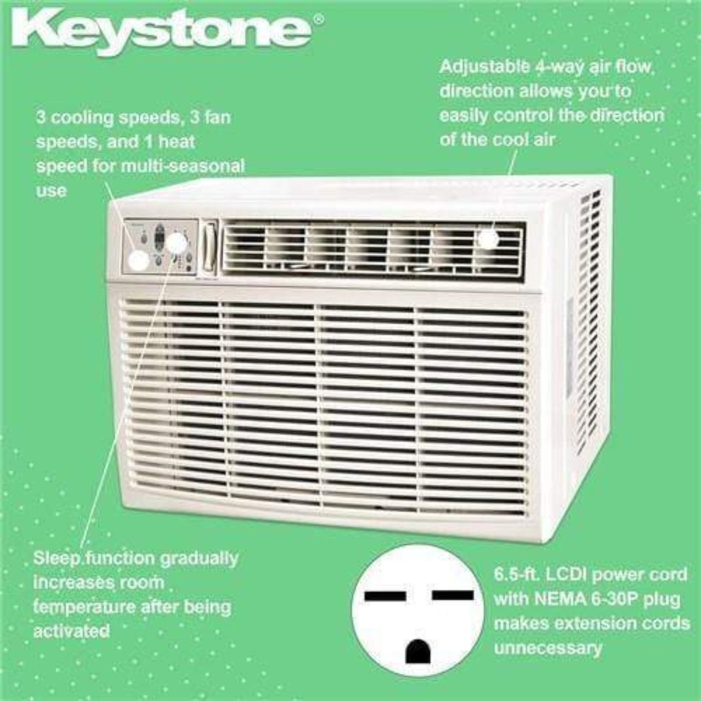 Keystone - 25,000/24,700 BTU 230V Window/Wall Air Conditioner with 16,000 BTU Supplemental Heat Capability -  KSTHW25A