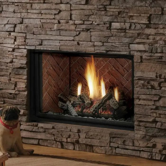 Kingsman Fireplaces 36-Inch Zero Clearance Dual Burner Direct Vent Gas Fireplace with Log Set - HBZDV3624-Config-1