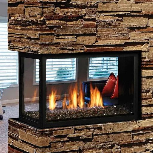 Kingsman Fireplaces 43-Inch Clean View Direct Vent Peninsula Gas Fireplace with Media - MCVP42