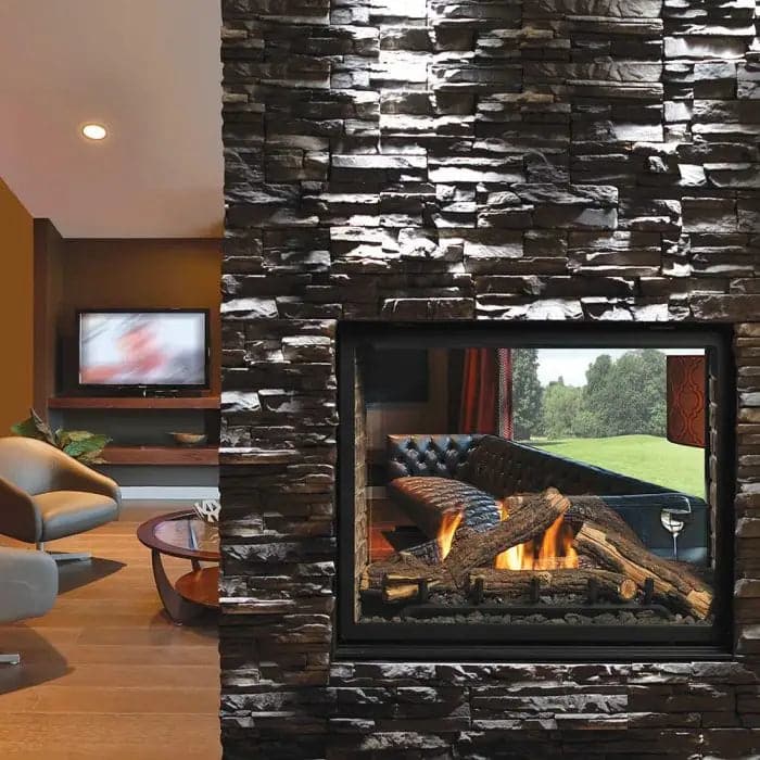 Kingsman Fireplaces 43-Inch Clean View Direct Vent See-Through Gas Fireplace with Media - MCVST42