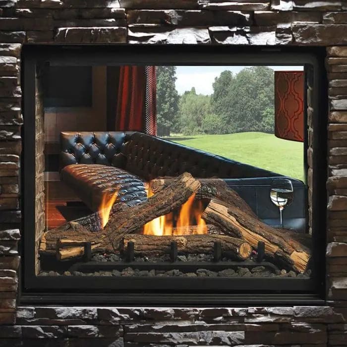 Kingsman Fireplaces 43-Inch Clean View Direct Vent See-Through Gas Fireplace with Media - MCVST42