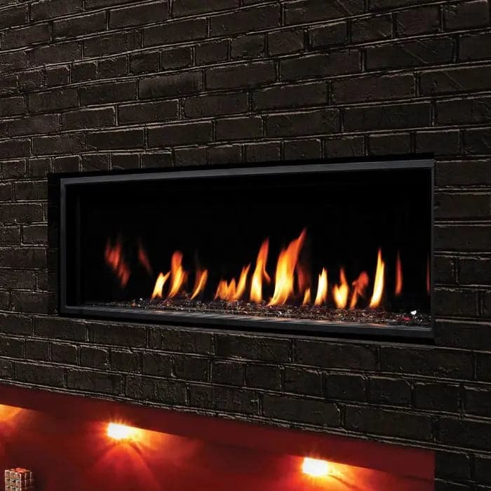 Kingsman Fireplaces 47-Inch Zero Clearance Linear Direct Vent Gas Fireplace with Fire Glass - ZCVRB47