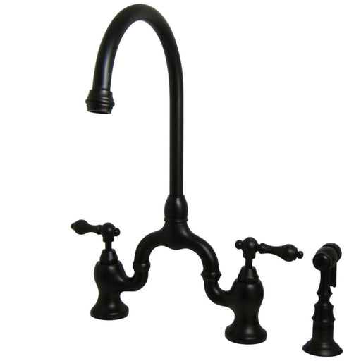 Kingston Brass English Country Kitchen Bridge Faucet with Brass Sprayer -KS7792ALBS