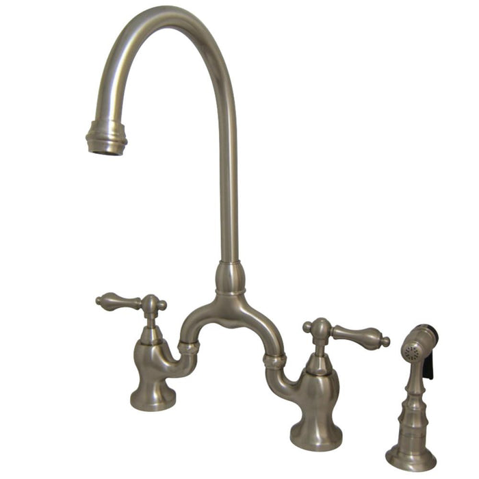 Kingston Brass English Country Kitchen Bridge Faucet with Brass Sprayer -KS7792ALBS