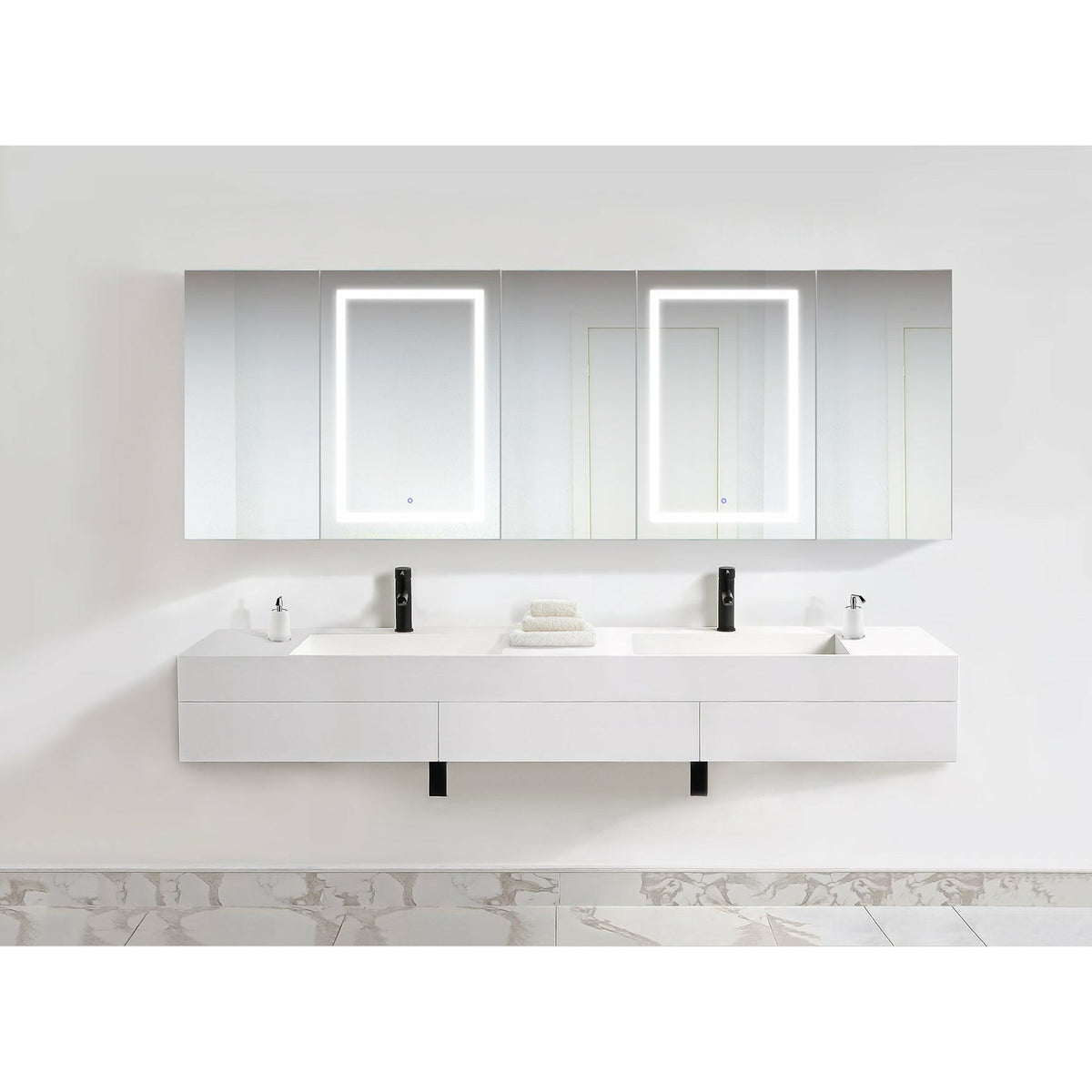 Krugg Svange 10236DLLRRR 102â€³ X 36â€³ LED Medicine Cabinet  with Dimmer & Defogger SVANGE10236DLLRRR - Backyard Provider