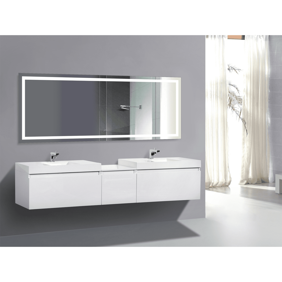 Krugg Icon 72" X 30" LED Bathroom Mirror with Dimmer & Defogger Large Lighted Vanity Mirror ICON7230