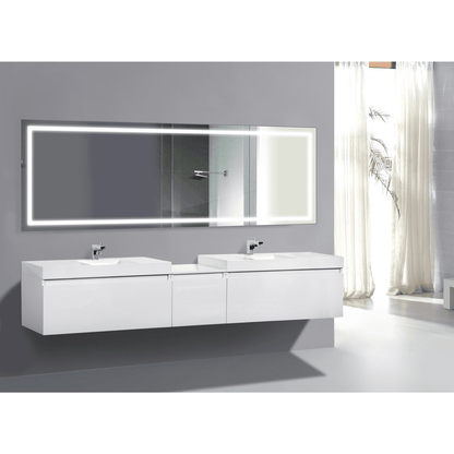 Krugg Icon 84" X 30" LED Bathroom Mirror with Dimmer & Defogger Large Lighted Vanity Mirror ICON8430