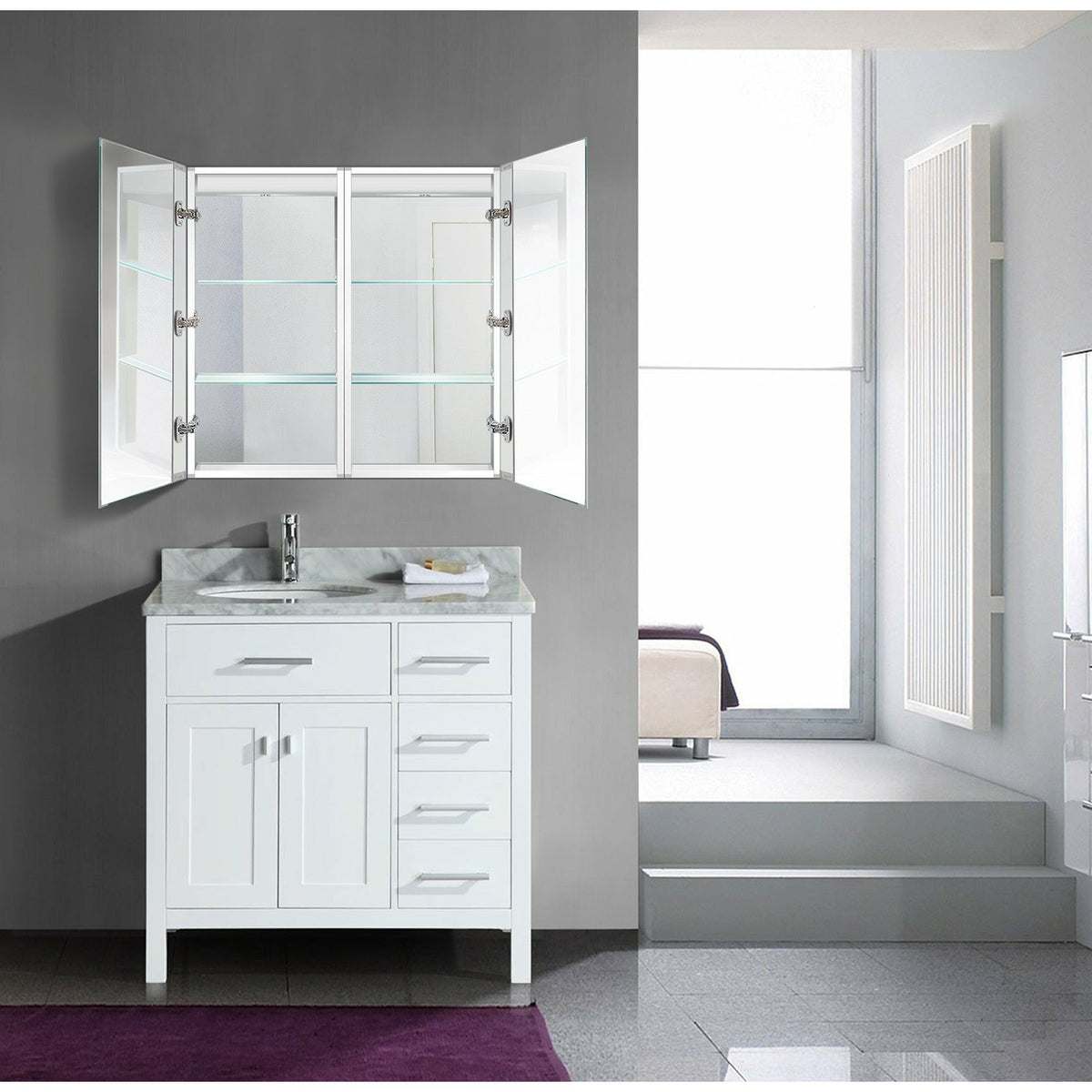 Krugg Kinetic 30â€³ x 30" LED Medicine Cabinet  with Dimmer & Defogger KINETIC3030 - Backyard Provider