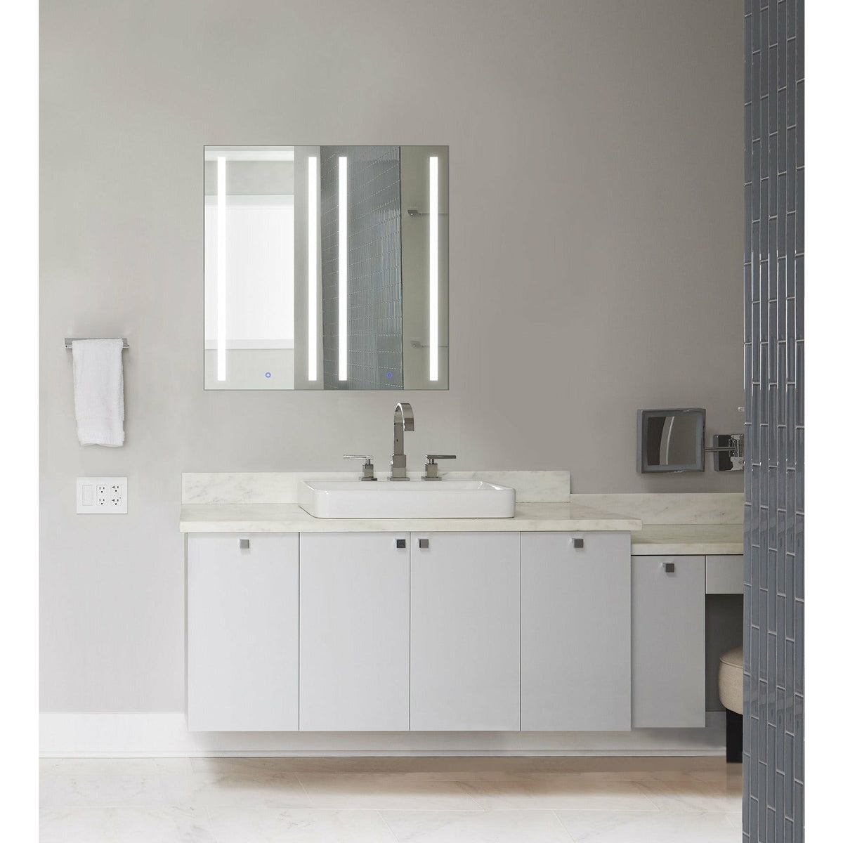 Krugg Kinetic 30â€³ x 30" LED Medicine Cabinet  with Dimmer & Defogger KINETIC3030 - Backyard Provider