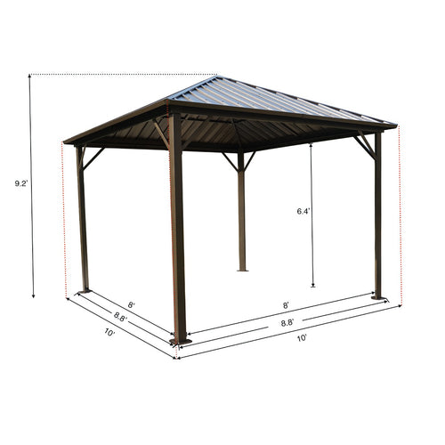 Kozyard Rosana 10'x10' Hardtop Aluminum Permanent Gazebo with 2-Layer Sidewalls Rosana 10'x10' - KZRHG1010