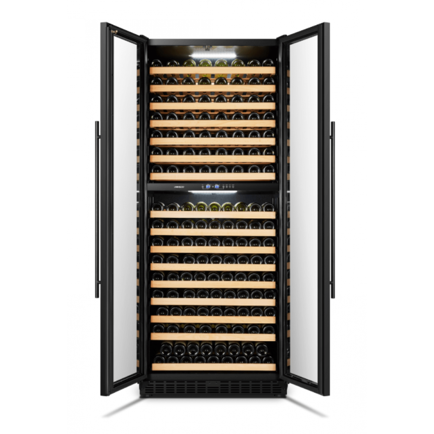 Lanbo 287 Bottles Dual Black French Door Wine Coolers - LP328D