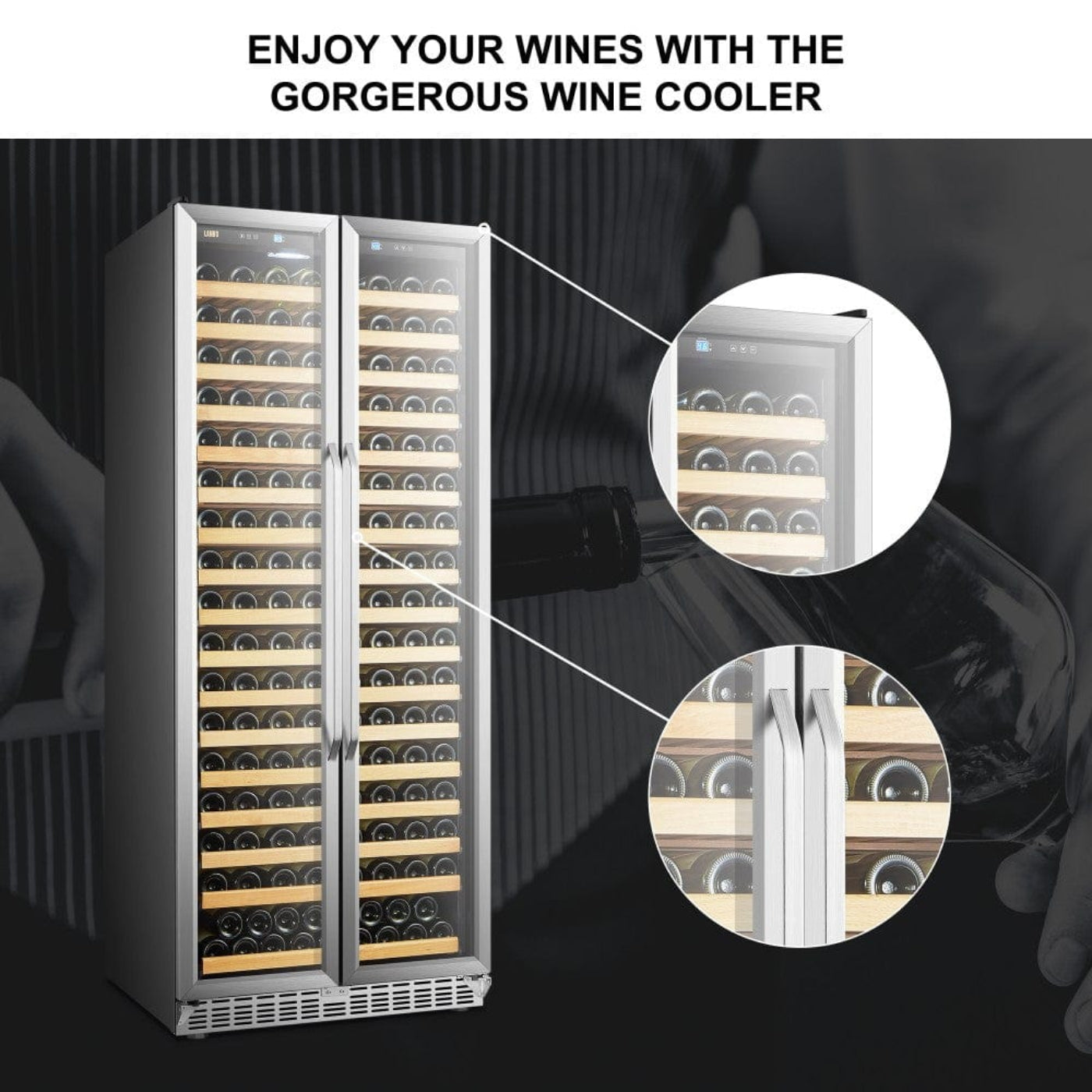 Lanbo Luxury 289 Bottles Dual Door Stainless Steel Wine Coolers - LW328SD