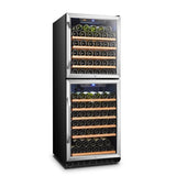 Lanbo 133 Bottles Dual Zone Stainless Steel Right Hinge Dual Door Wine Coolers - LW133DD