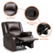 Leather Recliner Chair, Classic Manual Recliner Soft Armrests, Casual Chair For Living Room 35" Width, Brown