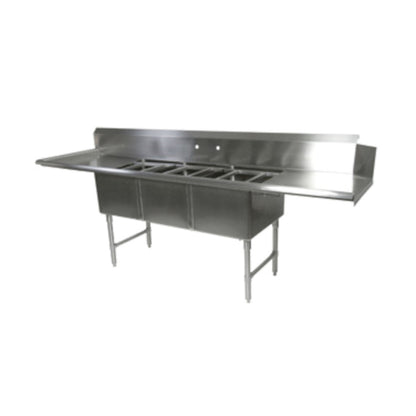 John Boos DT3B18244-2D18L 91.5" W x 30" D Dishtable/Pot Sink Two 18" Drainboards - JBDT3B182442D18L