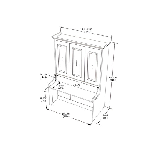 Murphy Bed With Desk, Full Size, Coventry Walnut by Leto Muro