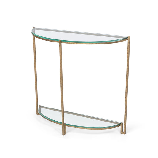 Park Hill Collection Naomi Elegant Iron and Glass Demi Lune Table - Stylish Accent for Foyers and Small Spaces - EFT26034