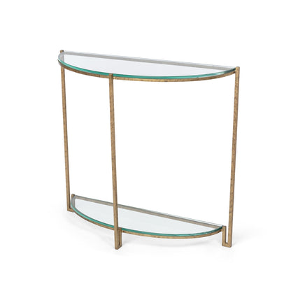 Park Hill Collection Naomi Elegant Iron and Glass Demi Lune Table - Stylish Accent for Foyers and Small Spaces - EFT26034