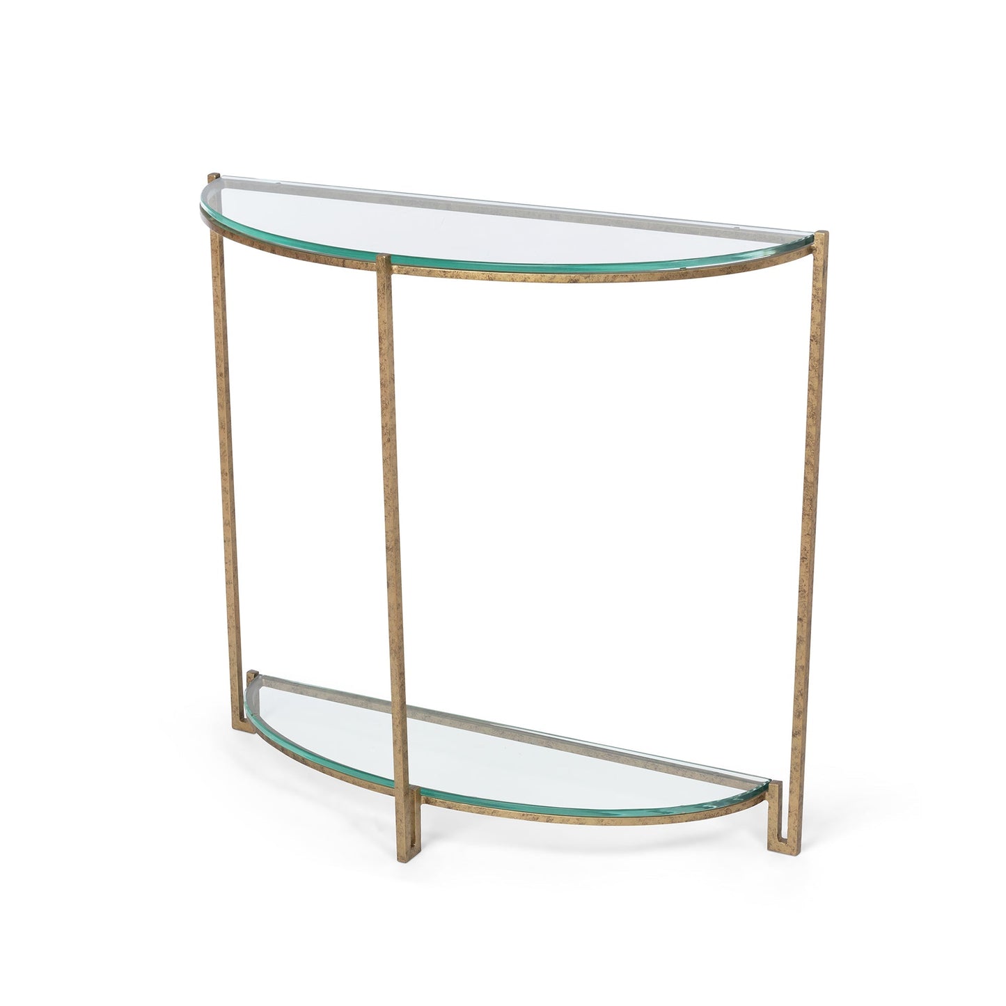 Park Hill Collection Naomi Elegant Iron and Glass Demi Lune Table - Stylish Accent for Foyers and Small Spaces - EFT26034