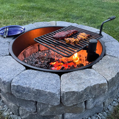 Pilot Rock 6 Pack 30.5 Inch Steel Ground Fire Pit Ring and Metal Cooking Grate - 415884