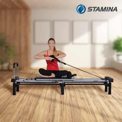 Stamina AeroPilates Reformer Board Whole Body Resistance Workout System, Black - 249424
