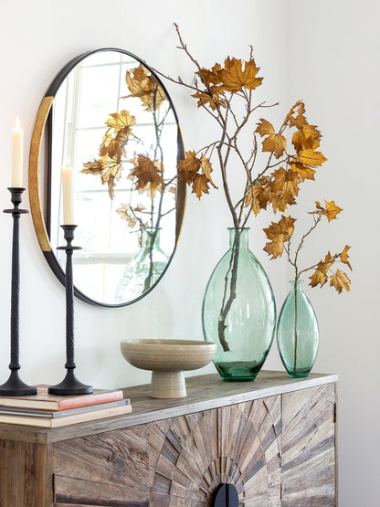 Park Hill Collection Clark Geometric Round Mirror with Antique Gold Rim - Elevate Your Modern Home Décor Today! - EWI20236