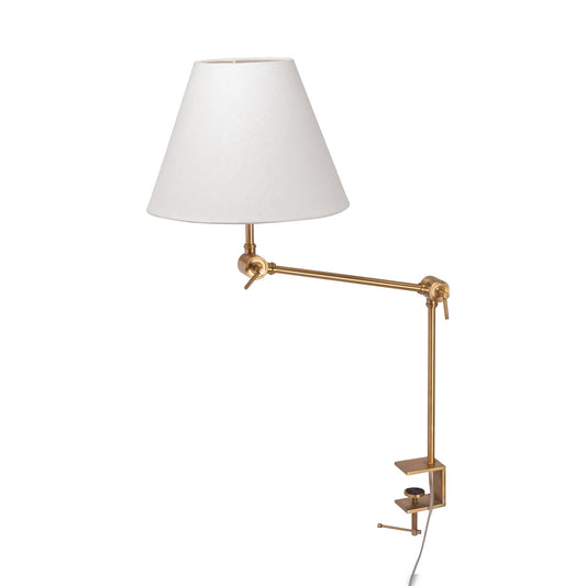 Park Hill Collection Clamp-on Desk Lamp - Elegant Brass Finish with Stylish Fabric Shade for Perfect Task Lighting - ELT95878
