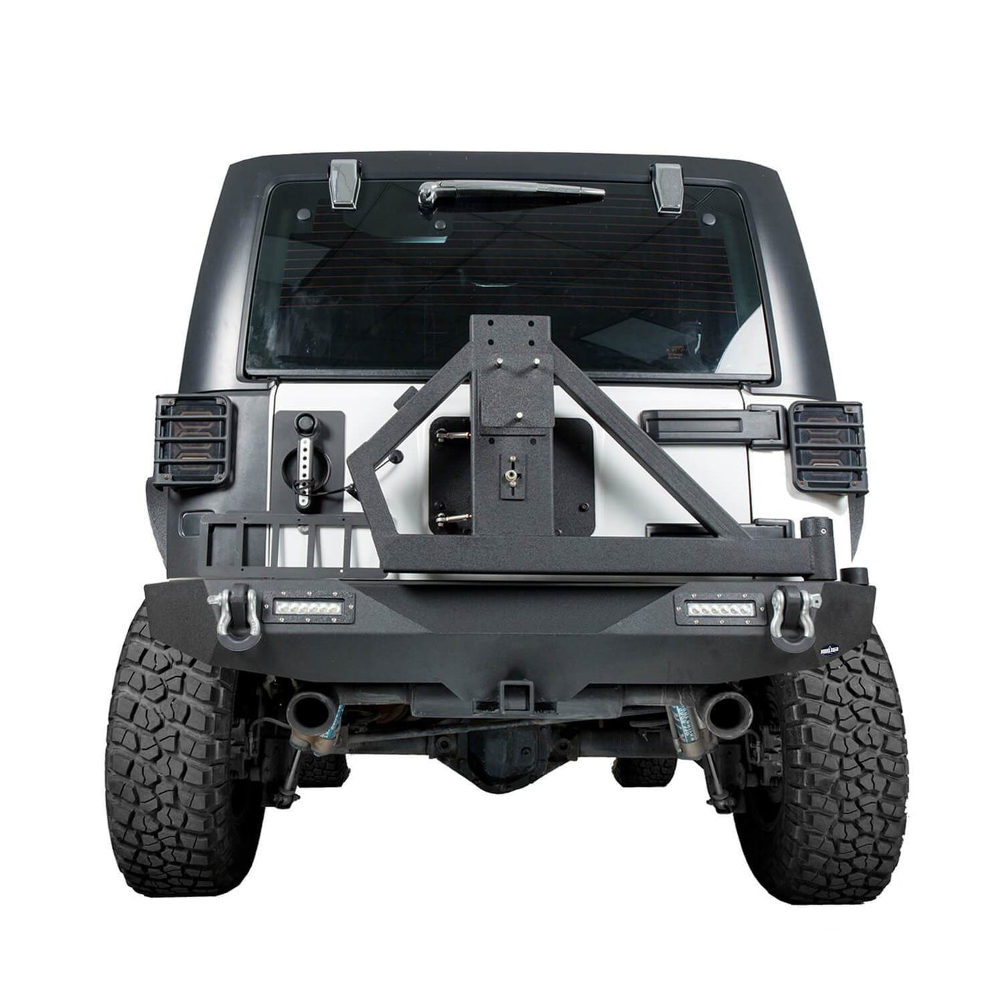 Hooke Road Lotus Tubular Stubby Front Bumper & Different Trail Rear Bumper w/Tire Carrier Combo(07-18 Jeep Wrangler JK JKU) - HE.2032+HE.2028A+HE.2028B