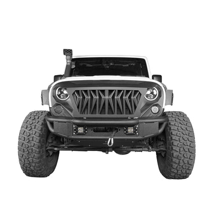 Hooke Road Lotus Tubular Stubby Front Bumper & Different Trail Rear Bumper w/Tire Carrier Combo(07-18 Jeep Wrangler JK JKU) - HE.2032+HE.2028A+HE.2028B