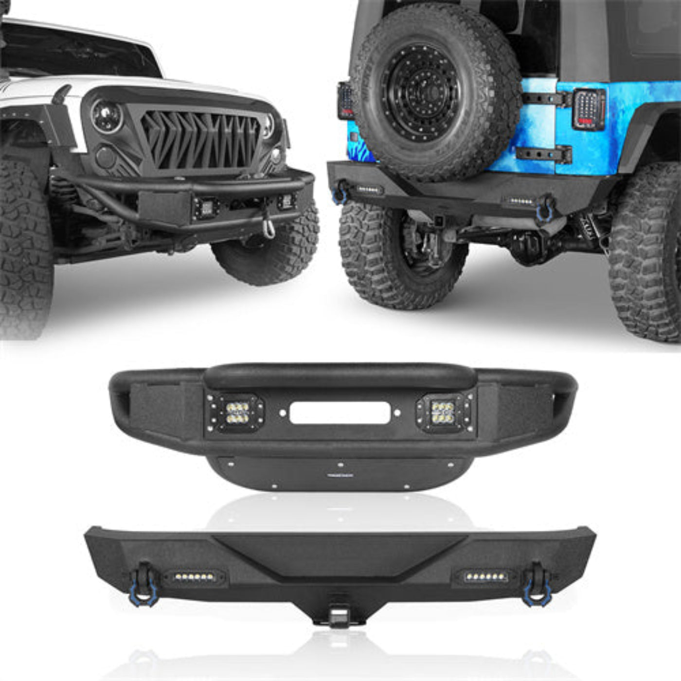 Hooke Road 18-25 Jeep Wrangler JL & Gladiator JT Wide Flat Front Fender Flares (Excluding Sport, Sport S Model)  - HE.7015-S